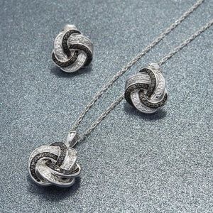 COPY - NWT black and white diamond necklace/earri…